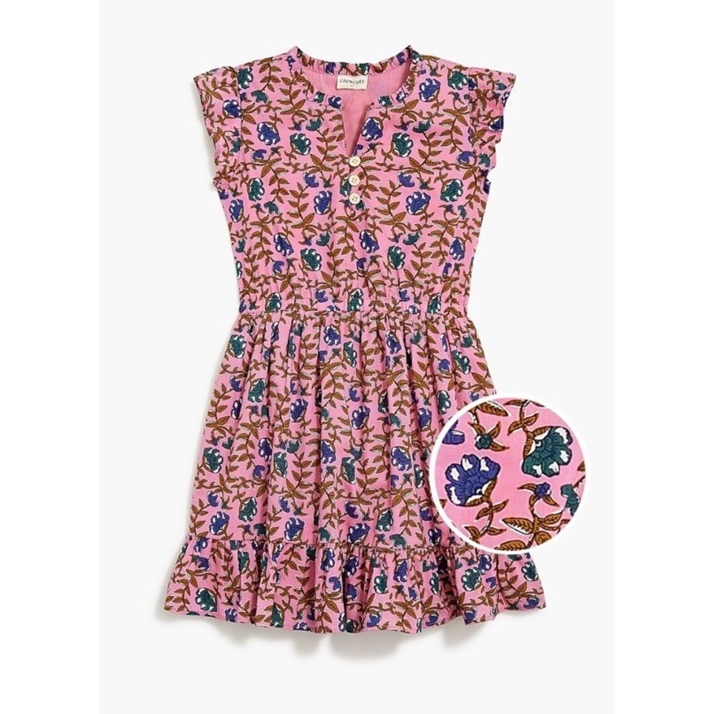 Crewcuts J Crew Girls 12 Floral Print Dress Mauve Pink Flowers Cap Sleeve